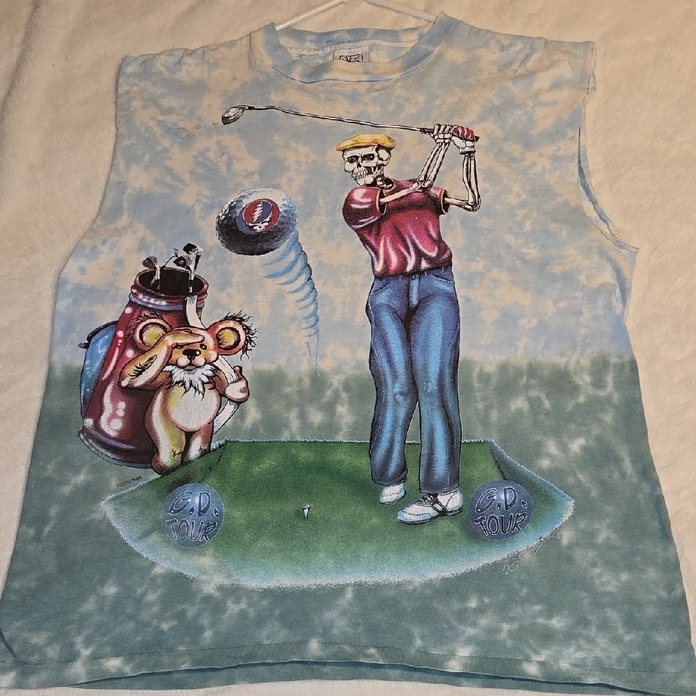 GRATEFUL DEAD Graphic  Sleeveless Shirt - Blue and Green.